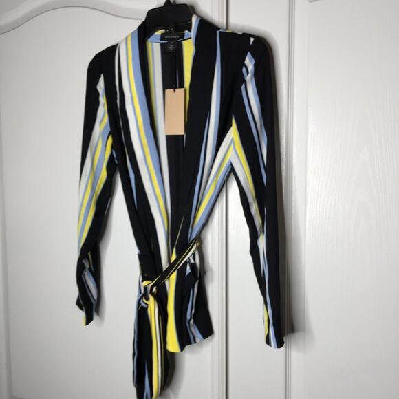 Halogen Soft Tie Waist Jacket Striped Pockets Lucinda extra small career XS - Picture 3 of 6